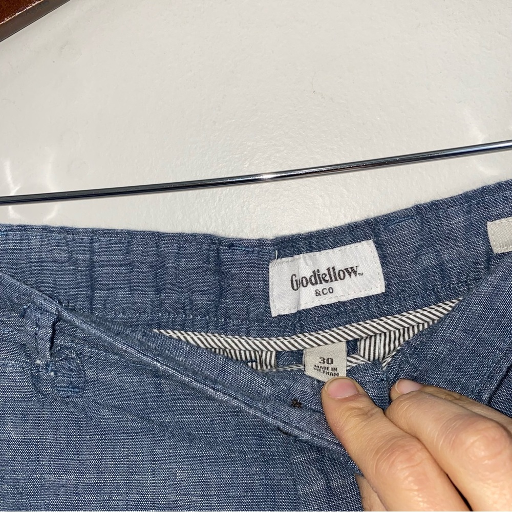 GOODFELLOW Mens 30 Blue Chambray Linden Short 10.5" Casual Chino Shorts FF10 - Picture 4 of 8